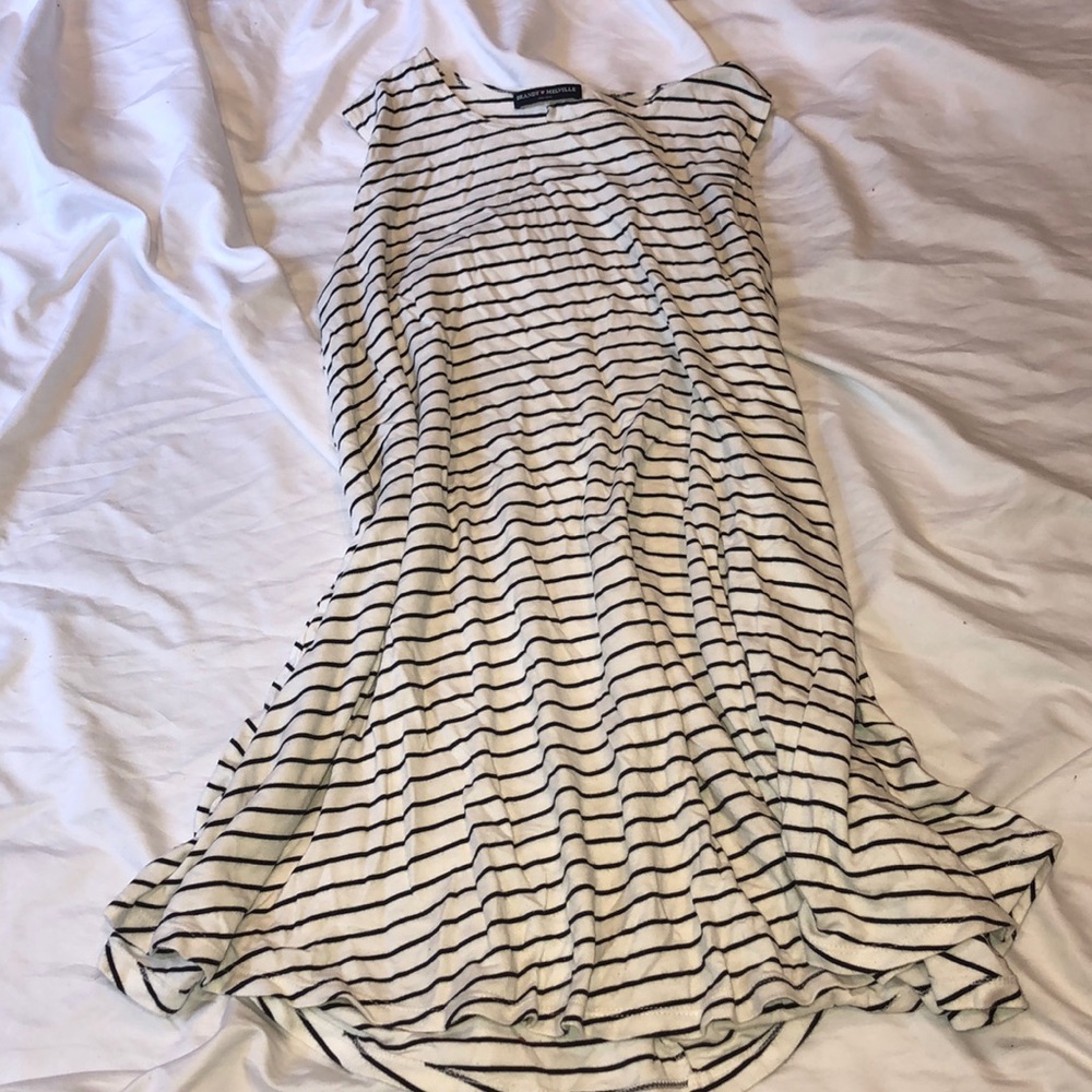 Navy Blue and White Striped Dress